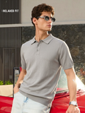 Premium Light Grey Knit Polo T-Shirt for Men