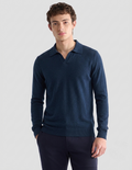 Navy Blue Johnny Collar T-Shirt