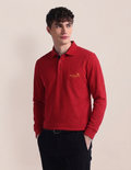 Crimson Red Long-Sleeve Golf Polo