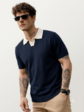 Men's Premium Contrast Collar Knit Polo T-Shirt