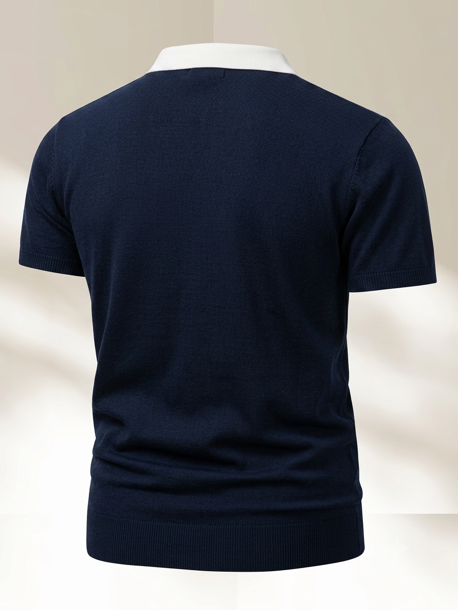 Men's Premium Contrast Collar Knit Polo T-Shirt