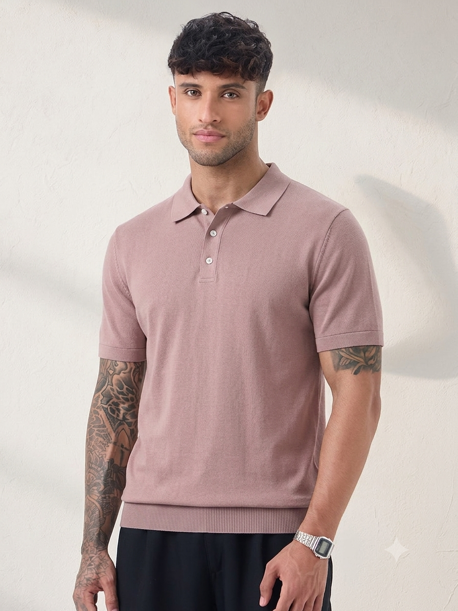 Men's Classic Dusty Pink Polo Tee