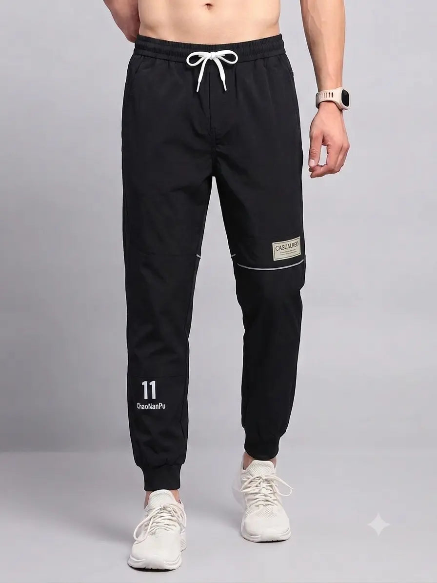 Men's Black Printed Joggers