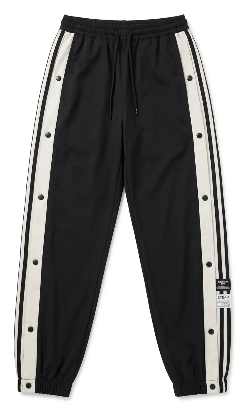 Men's Black Side Snap Track Pant