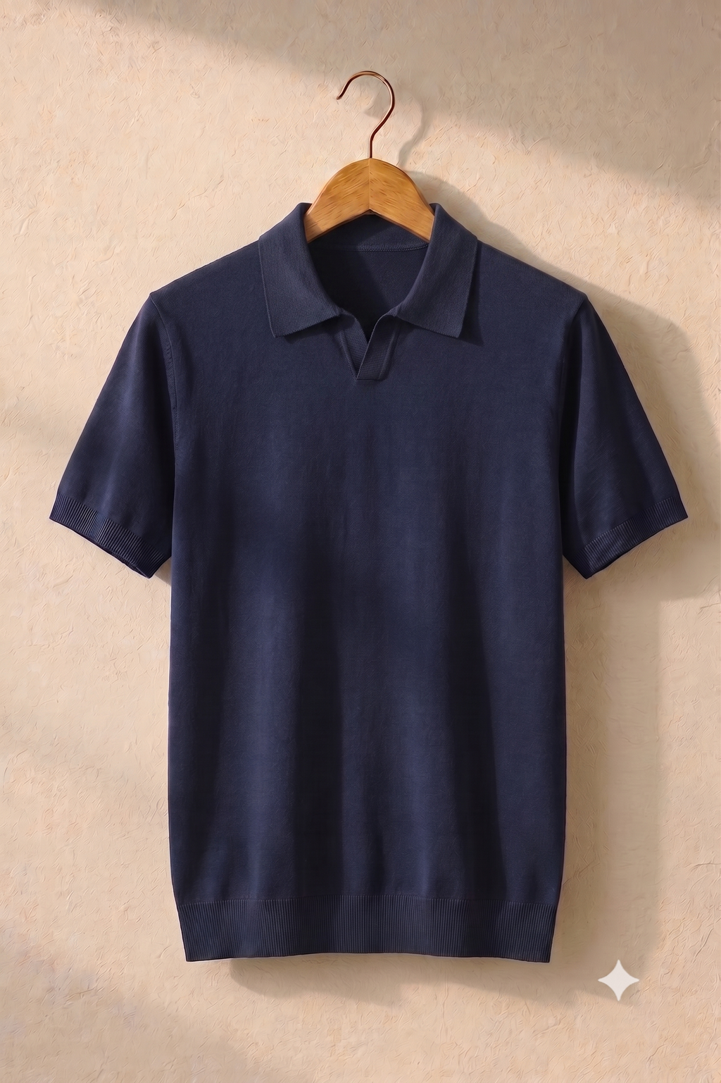 Men's Premium Solid Navy Knit Polo T-Shirt