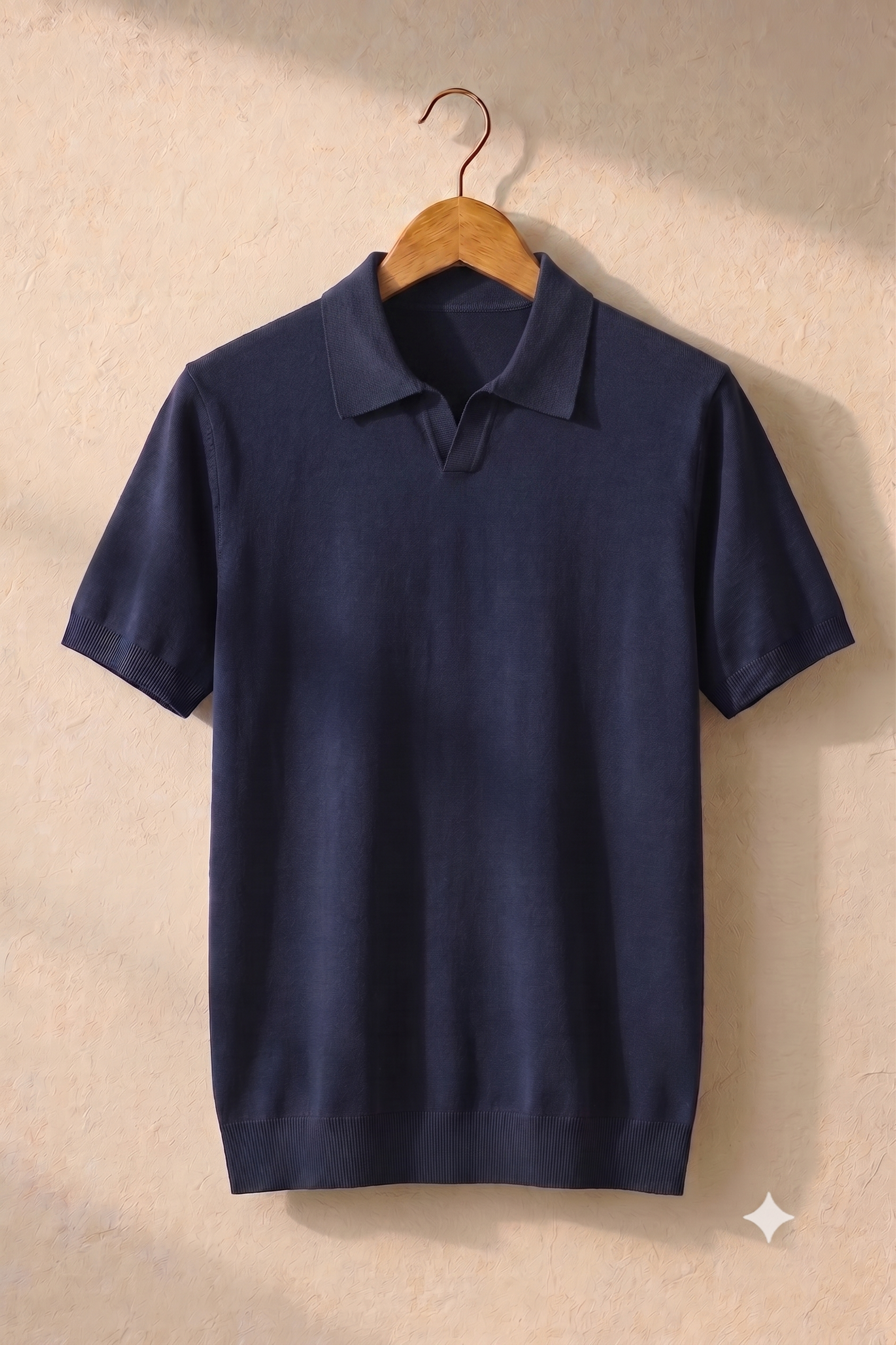 Men's Premium Solid Navy Knit Polo T-Shirt