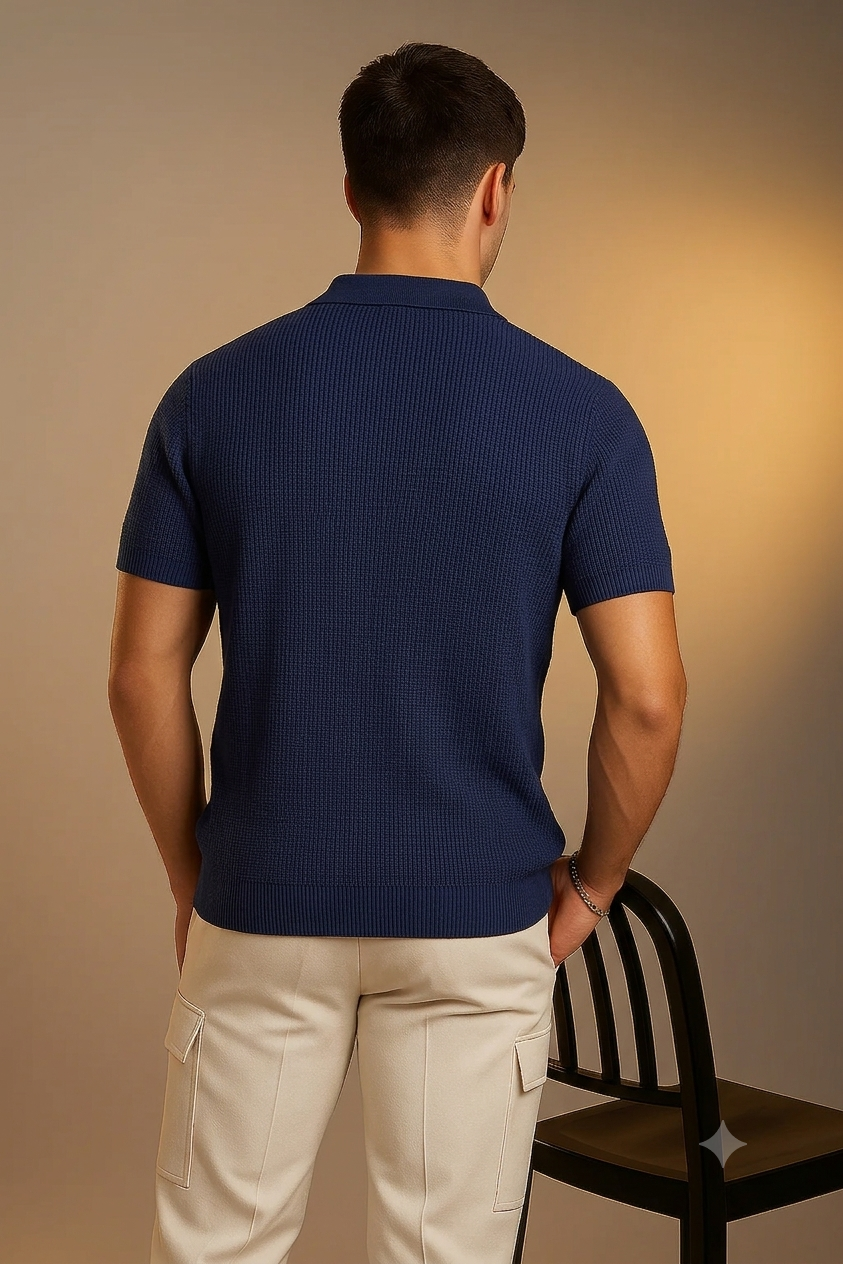 Men's Premium Quarter Zip Knit Polo T-Shirt